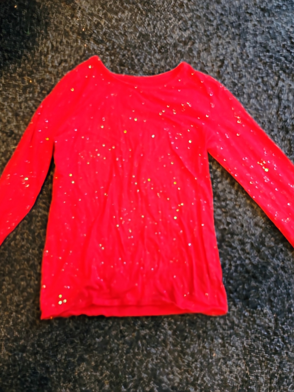 Girls' Long Sleeve Sequin Tee - Red